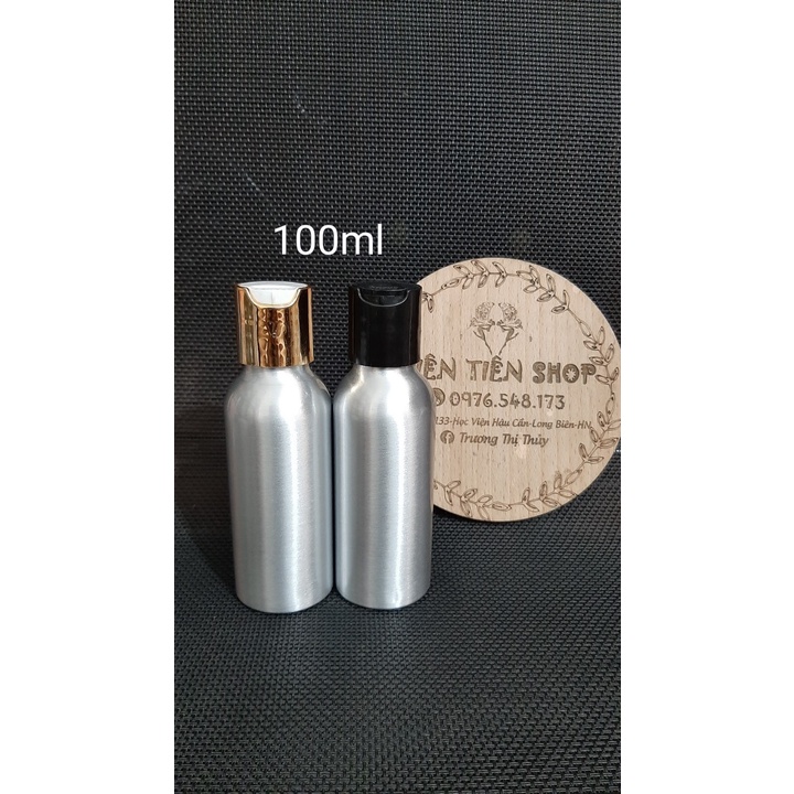 Chai nhôm bạc 100ml nắp press