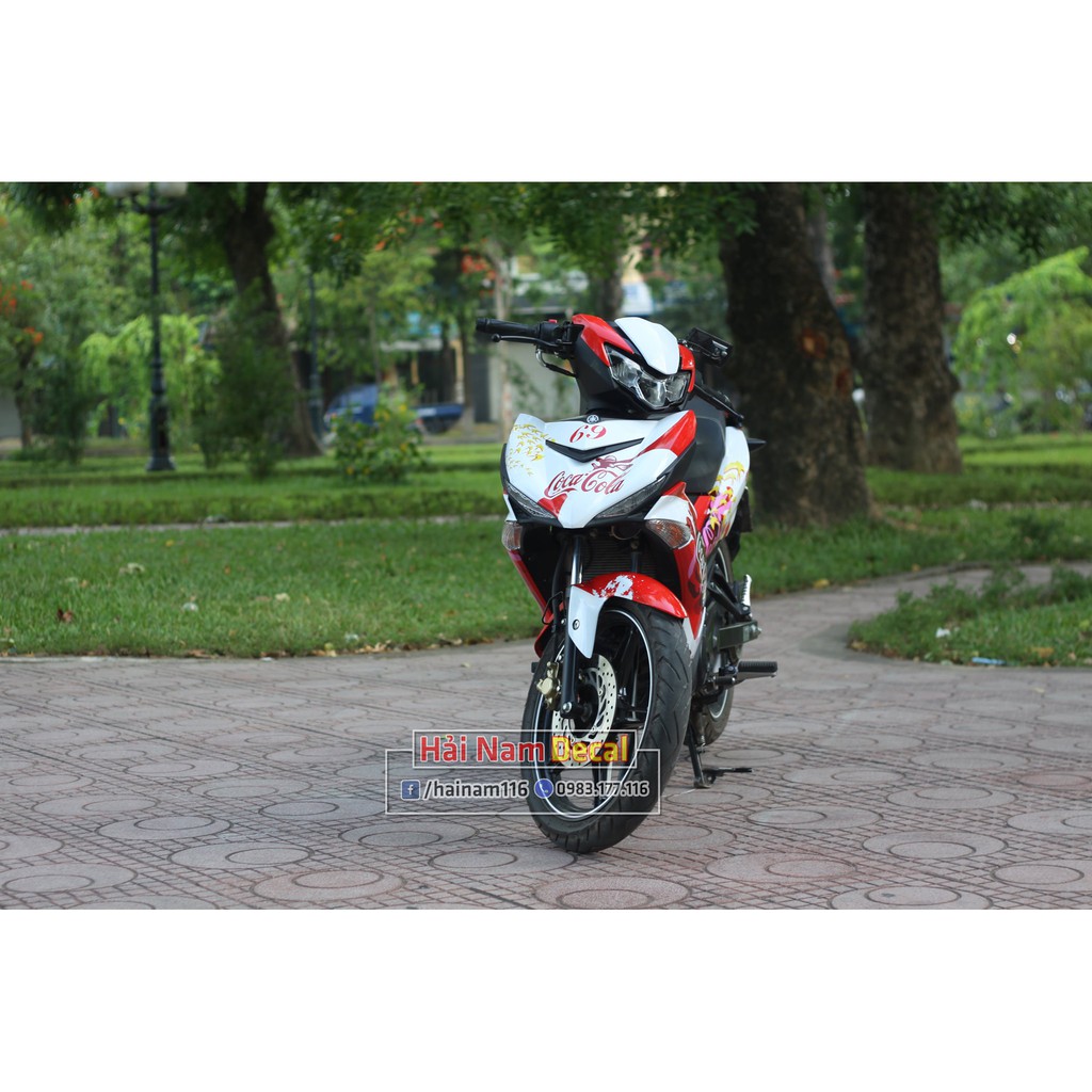 Tem trùm exciter 150 trắng đỏ cocacola