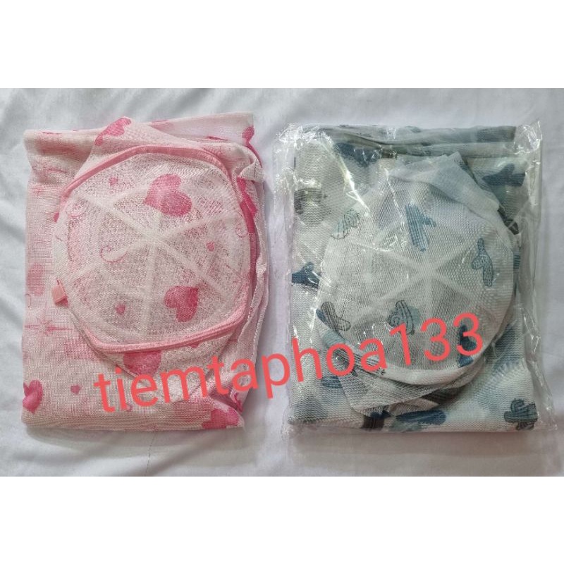 Combo 5 túi lưới giặt đồ máy giặt trắng pha hoa văn