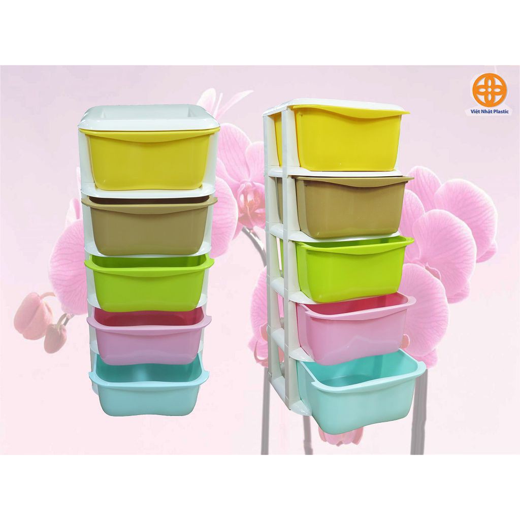 TỦ NHỰA 5 TẦNG CÓ BÁNH XE NHỰA VIỆT NHẬT