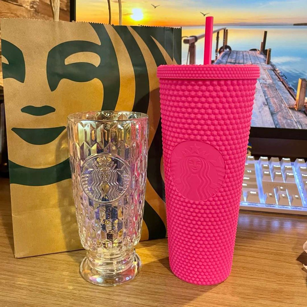 Cốc nhựa có thể tái sử dụng của Starbucks 710ml/24oz dòng Durian vân kim cương có thể tái sử dụng nhiều màu tùy chọn
