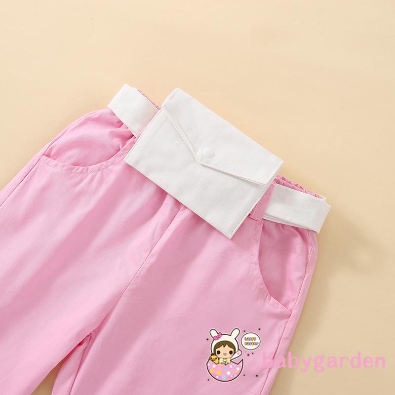 Set Đồ 3 Món Gồm Áo Không Tay Màu Trơn + Quần Dài Có Túi Cho Bé Gái 1-6 Tuổi