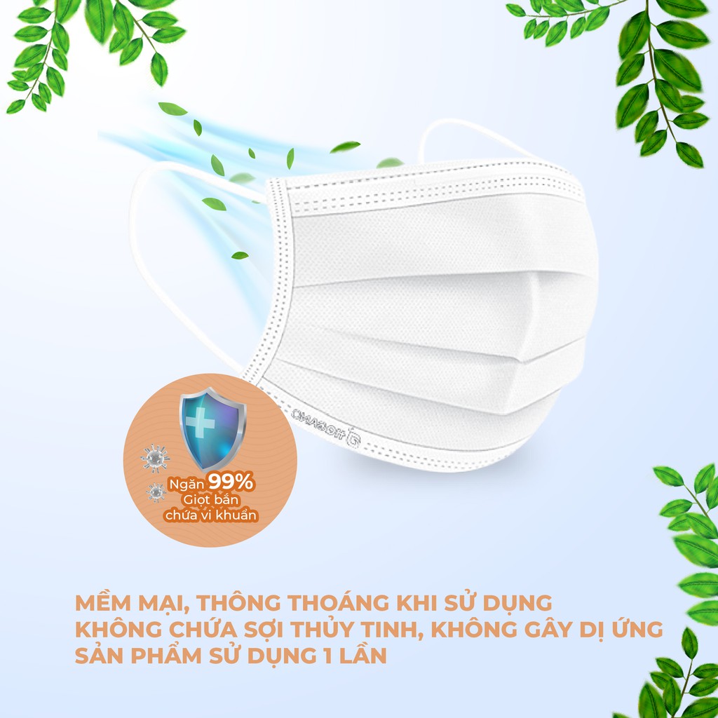 Gói khẩu trang y tế quai thun 4 lớp HQGANO chống bụi mịn, kháng khuẩn, không mùi, chất liệu cực mềm mại(6 Cái/Gói)