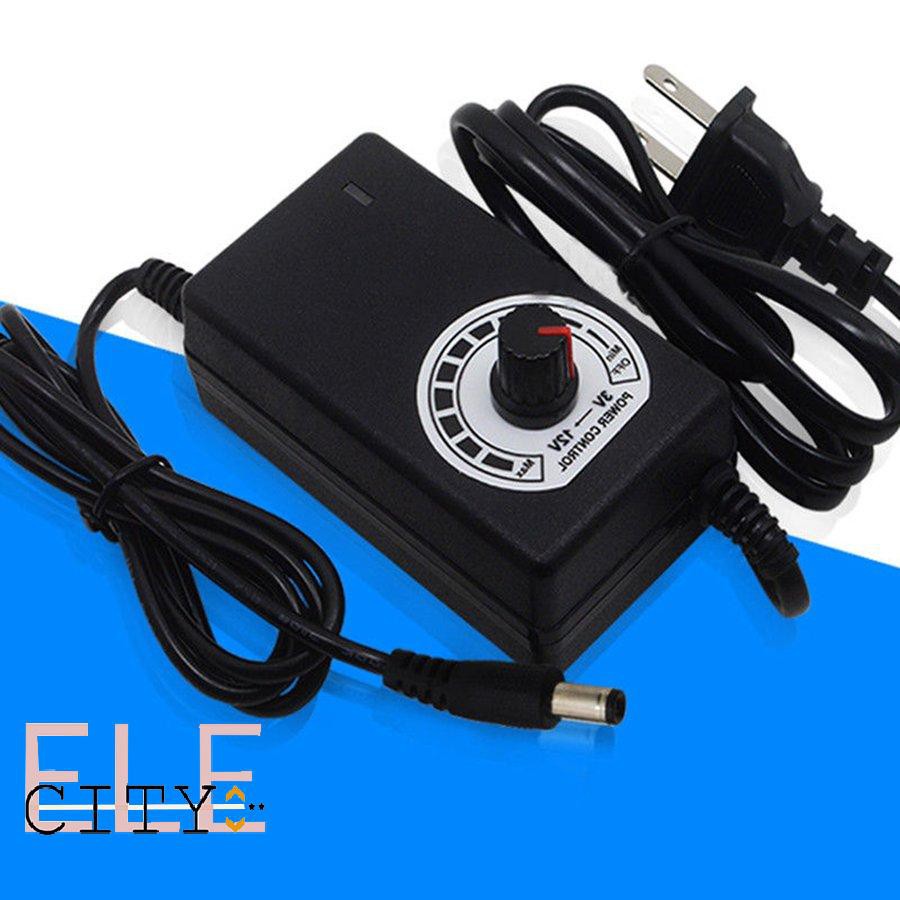 111ele} 24W 2A 3-12V AC/DC Adjustable Power Adapter US Plug Speed Control Adapter