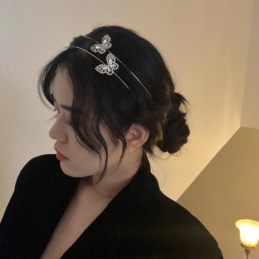 Băng Đô Cài Tóc Họa Tiết Bướm Rỗng Đính Kim Tuyến Lấp Lánh|Kẹp Tóc Phong Cách Hàn Quốc Xinh Xắn Cho Nữ