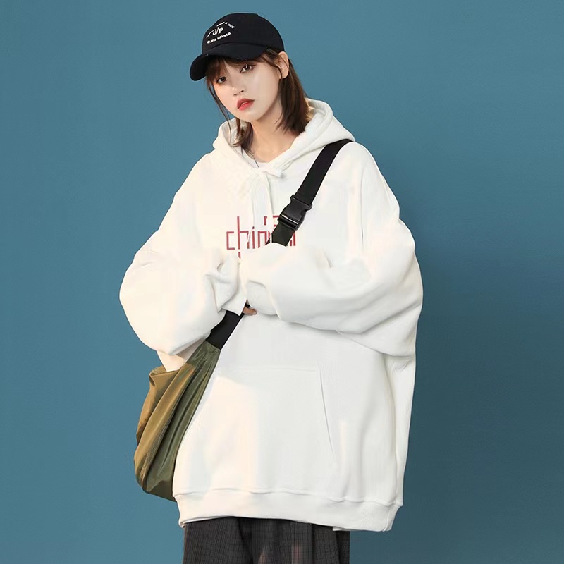ZHELIHANGFEI Áo Hoodie Tay Dài Form Rộng Theo Phong Cách Trung Quốc Dễ Phối Đồ