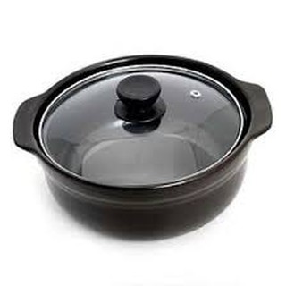 Nồi đất 1l kèm nắp kính - nồi gốm sứ có vung
