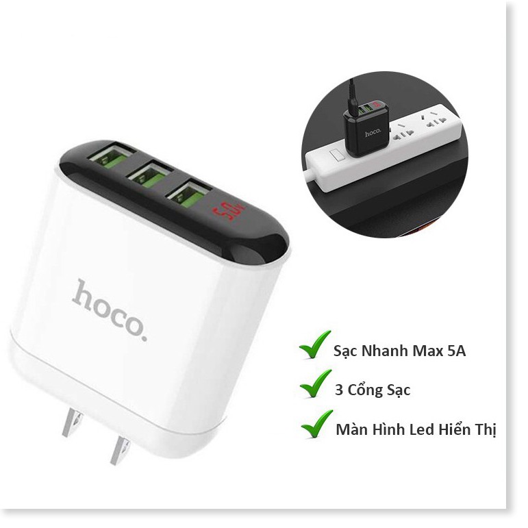 Củ sạc Hoco HK1 Sạc Cùng lúc 3 cổng USB Fast Charging 5V/5A Max Cho Smart phone - Table  - SmartShop