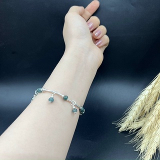 Vòng phong thủy lam Ngọc mix charm Bạc 925 (hợp mệnh thủy hợp , mộc )