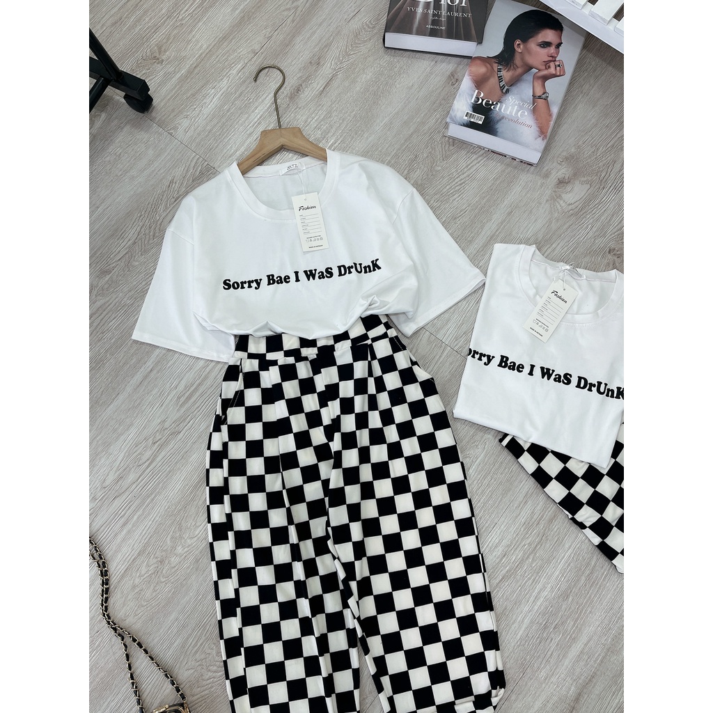 [ 𝐅𝐑𝐄𝐄 𝐒𝐇𝐈𝐏 ] SÉT BỘ ÁO THUN MIX QUẦN KẺ Ô ĐỒ BỘ NỮ ĐI CHƠI XUÂN HÈ