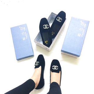 Giày lười nhung chữ x ảnh thật