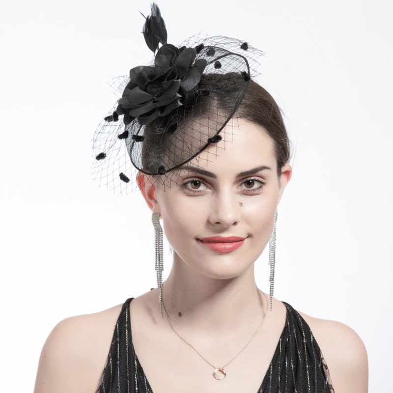 Kẹp Tóc Trang Trí Vải Lưới Hình Nón Hóa Trang Cho Nữ