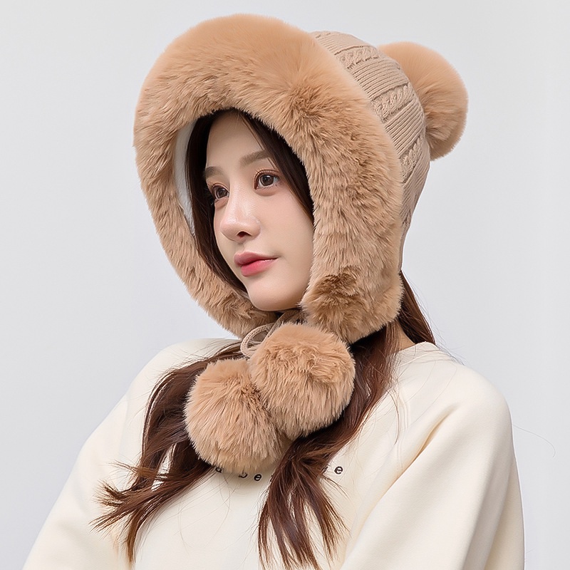 Mũ len nữ hai quả bông dễ thương phong cách thời trang nhật bản - ML34