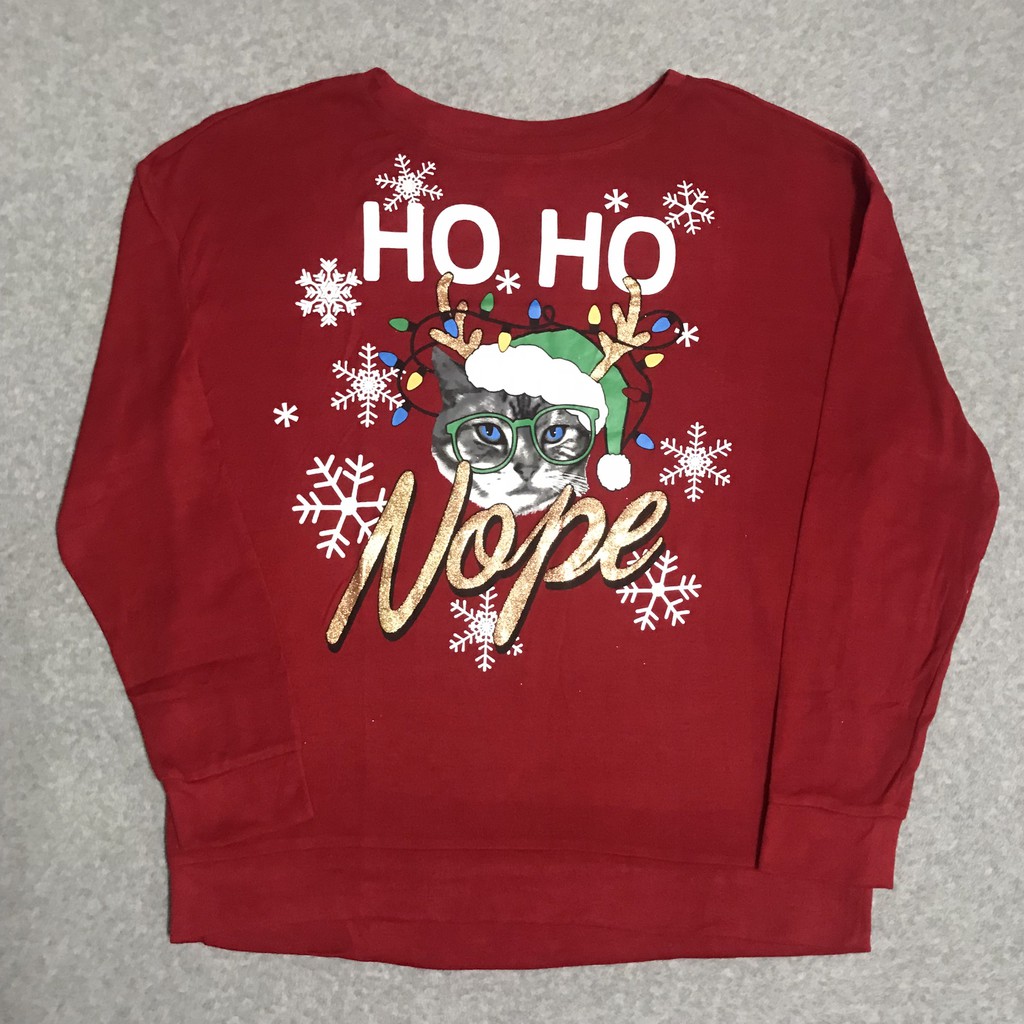 Áo thun hình mèo Noel No Boundaries dài tay Bigsize