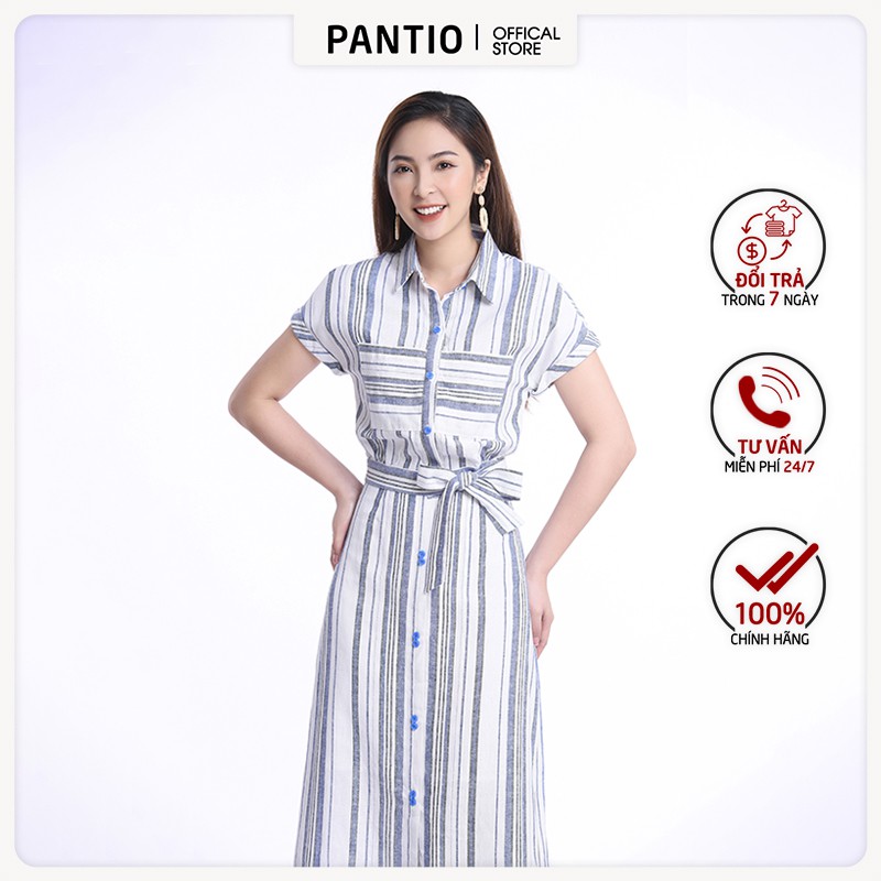 Chân váy dài kẻ sọc xẻ tà, hàng cúc đính phía trước BJD32275 - PANTIO | BigBuy360 - bigbuy360.vn
