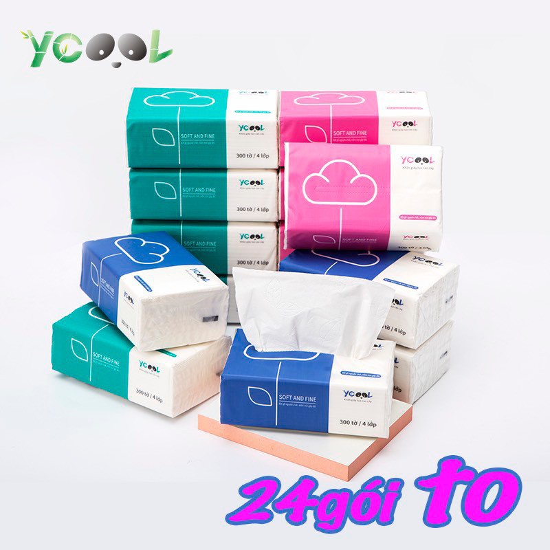 Giấy ăn gấu trúc Ycool giấy vệ sinh 1 thùng 30 gói 2.63KG