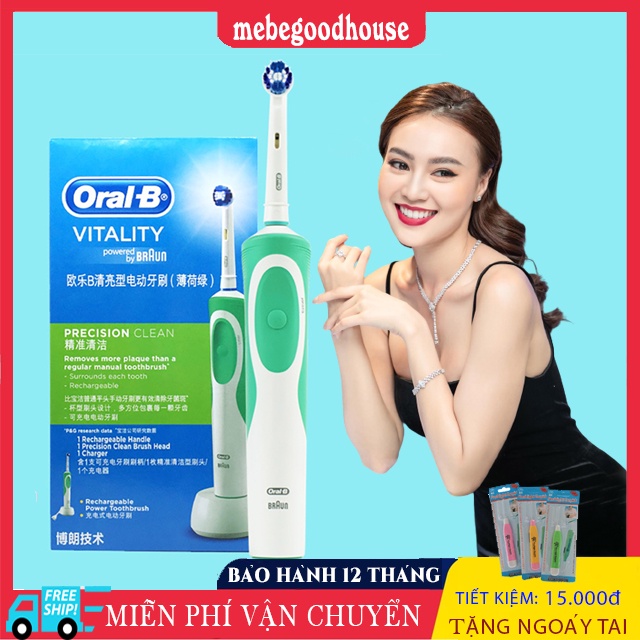 Bàn chải điện Oral-B Vitality chính hãng, PIN sạc 1 lần dùng cả tuần, làm sạch răng, chống mảng bám, viêm nướu