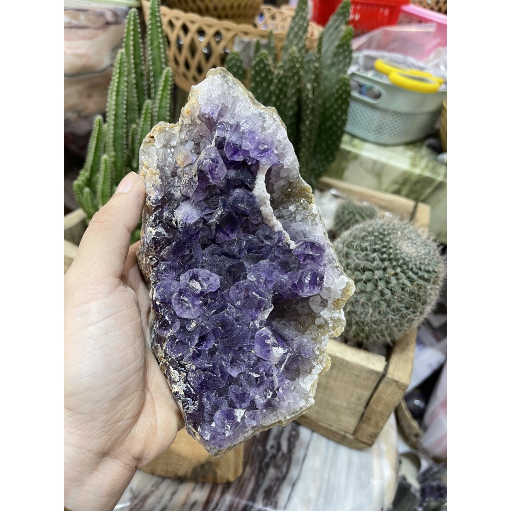 Thach Anh Tím Uruguay – Uruguay Amethyst Cluster , KL: 0.76KG, KT: 16×9.5CM | CADA DECOR