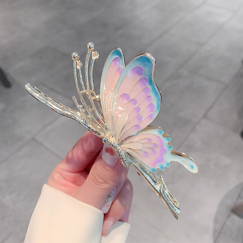 Kẹp Tóc Hình Bướm Màu Đỏ Tím Phong Cách Trung Hoa Cho Bé Gái