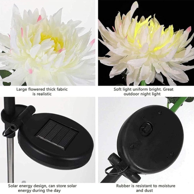 Đèn LED kiểu hoa cúc dùng năng lượng mặt trời chống thấm nước trang trí ngoài trời