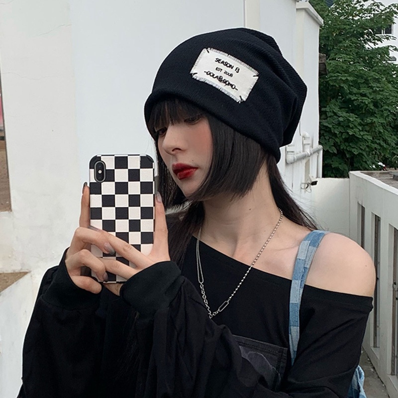 flowersqueen Nón Len Trùm Đầu Thêu Chữ Thời Trang Unisex