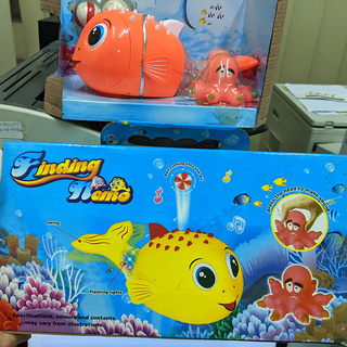 đồ chơi cá nemo chạy vẫy đuôi, thổi banh, có đèn nhạc và 1 bạch tuộc cao su bóp kêu chút chít. 80035