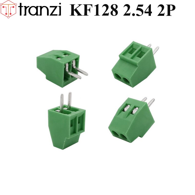 Cầu đấu 2.54mm KF128 2.54 2P chân cắm thẳng xanh - túi 10 cái