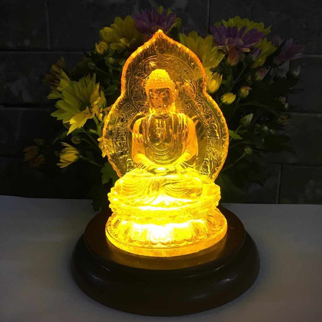Tượng phật A Di Đà đế có đèn cao 17.5 cm mang bình an cho mọi người -