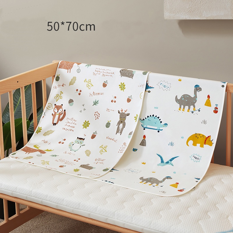 Tấm lót chống thấm cho bé vải Organic 4 lớp size lớn 50x70cm thay bỉm trải giường cho bé sơ sinh Mã L65