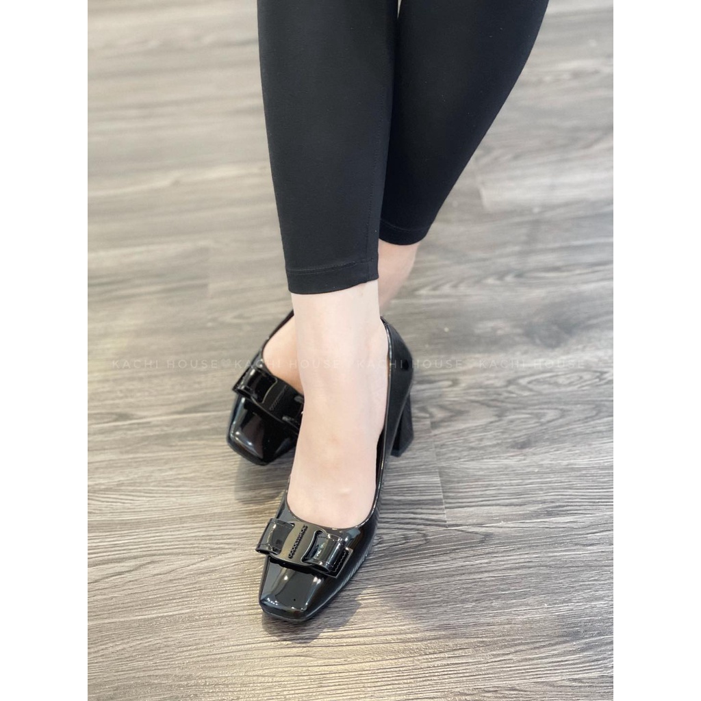Giày BAIHX da bóng gót trụ vuông 51712- Kachi House (FORM TO)