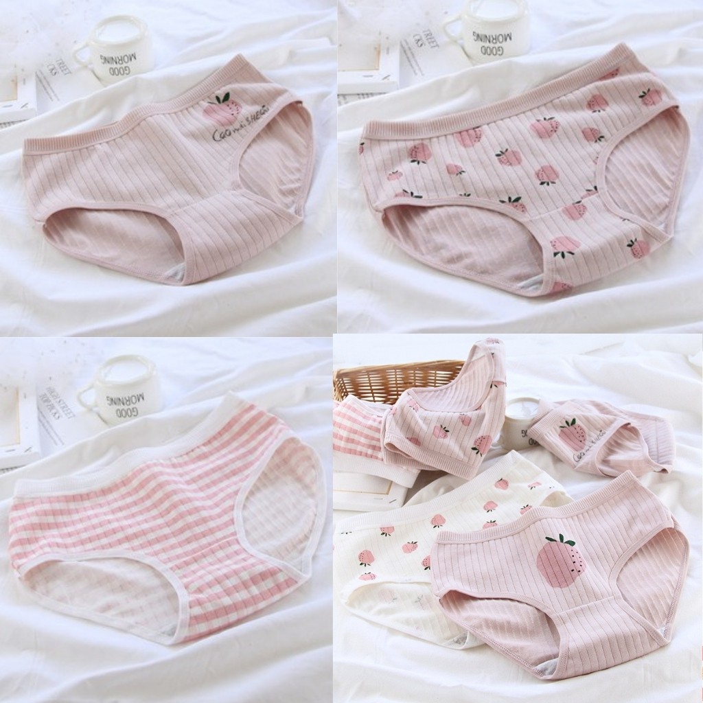Quần Lót Nữ FREESHIP 50K Quần Lót Cotton Co Dãn 4 Chiều Dâu Cute 40-80kg ( Chọn Màu )