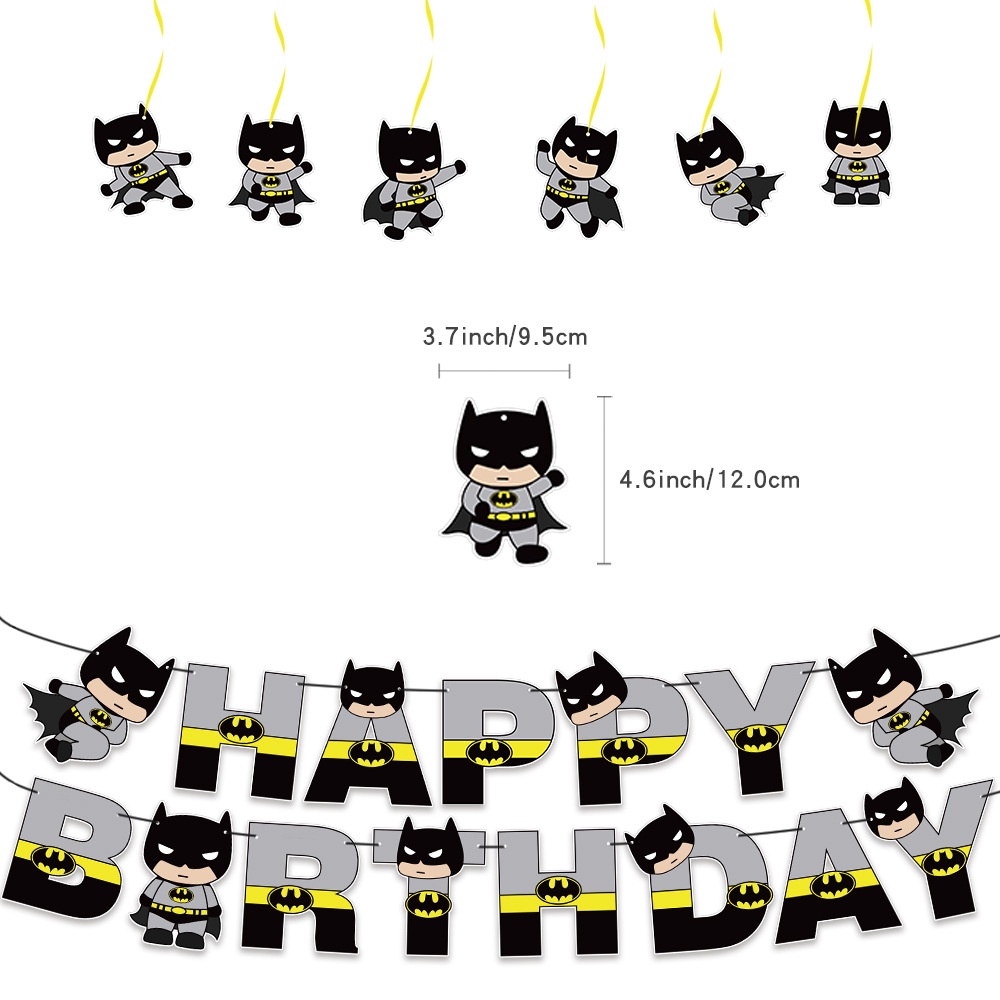 Set Bong Bóng Họa Tiết Batman Trang Trí Bánh Kem Sinh Nhật Cho Bé