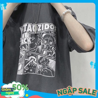 Áo thun tay lỡ nam nữ from rộng in hình hoạt hình