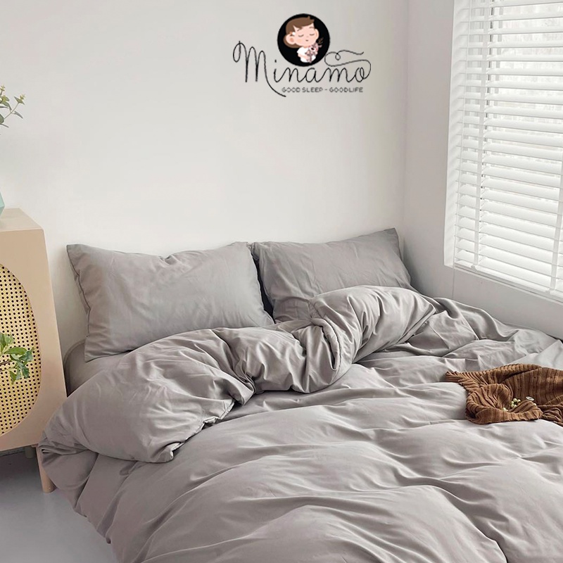 Bộ vỏ chăn ga gối Cotton Đũi Phối Minamo nhiều mẫu đẹp, siêu mềm mịn, chất liệu kháng khuẩn bảo vệ da - B09 | BigBuy360 - bigbuy360.vn