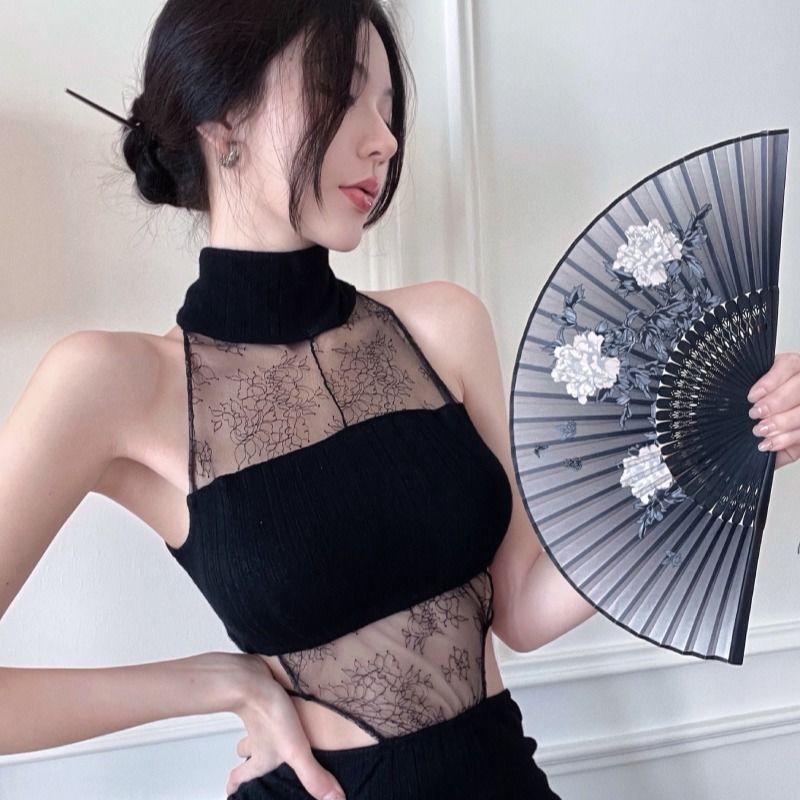 Đầm Cổ Cao Không Tay Phối Ren Gợi Cảm Thời Trang Mùa Hè Hàng Mới Dành Cho Bạn Nữ