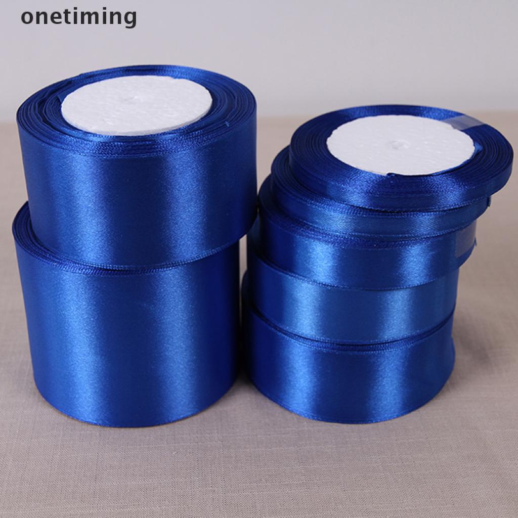 Otvn Royal Blue 25 Yards Silk Satin Ribbon Wedding Party Decoration Gift Wrapping Christmas New Year Apparel Sewing Fabric DIY Jelly