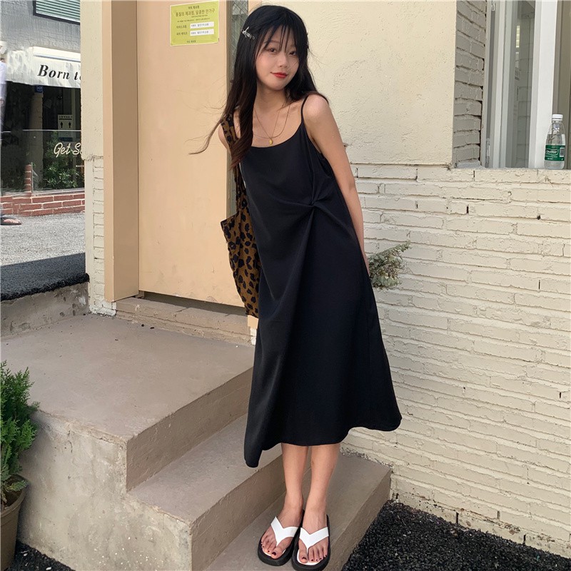 Xiaozhainv Summer Korean fashion design sense strap Shift dresses