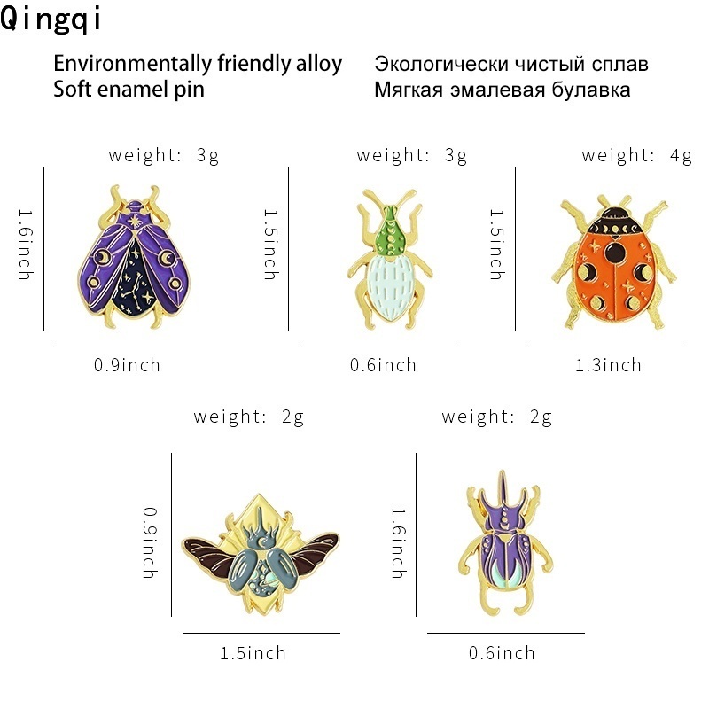 Ghim cài áo MISS ZOE hình bọ cánh cứng nhiều màu sắc đáng yêu