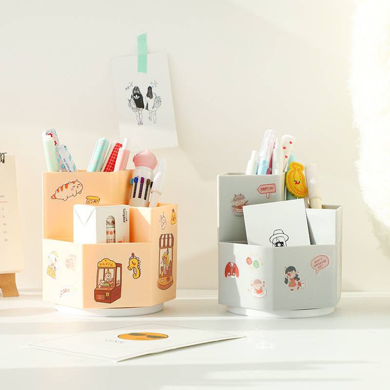 Hộp Đựng Bút Để Bàn Hình Tam Giác Xoay Được Kiểu Nhật Bản Dễ Thương Cho Học Sinh