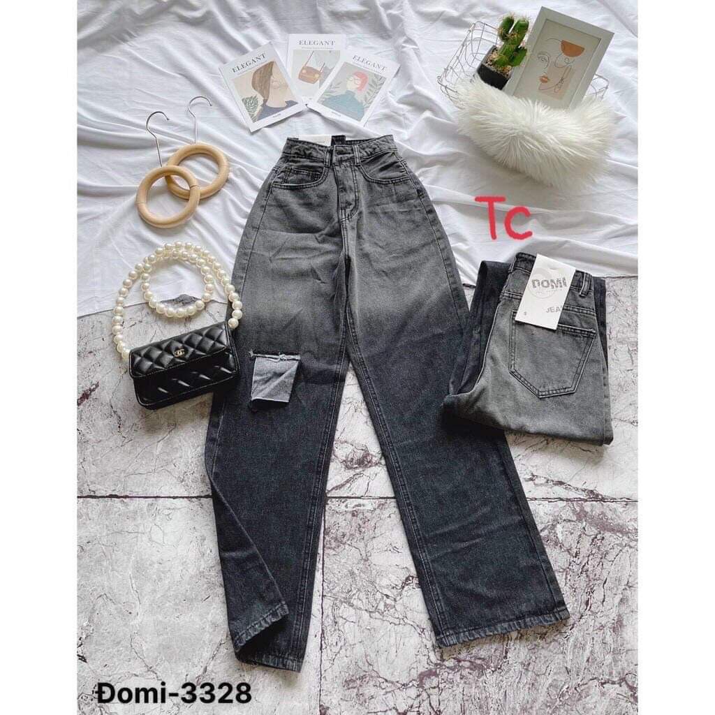 Quần Jeans bò loang rách và trơn,Quần ống rộng bò cạp cao dáng siêu dài | BigBuy360 - bigbuy360.vn