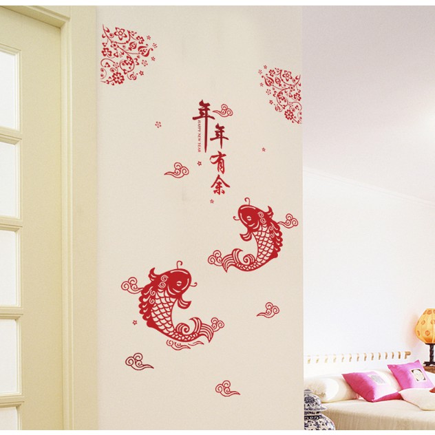 Decal trang trí Tết - Cá Chép Đỏ đón xuân
