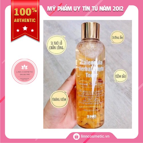 Nước hoa hồng SNO Calendula Herbal Phyto Toner cánh hoa tươi 200ml