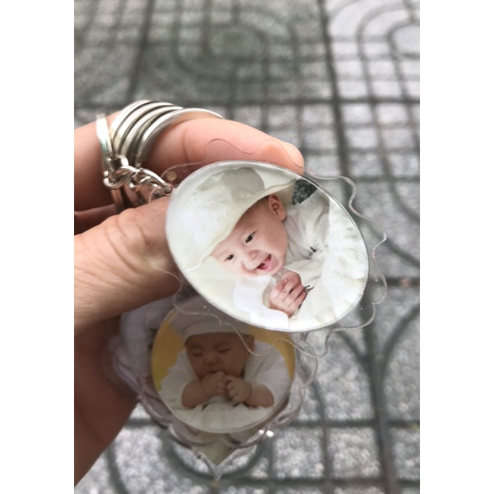 MÓC KHÓA viền hoa văn mica trong suốt  dày 6mm IN HÌNH THEO YÊU CẦU - chất liệu mica 3mm x 2 mặt = 6mm dày siêu đẹp, hàn