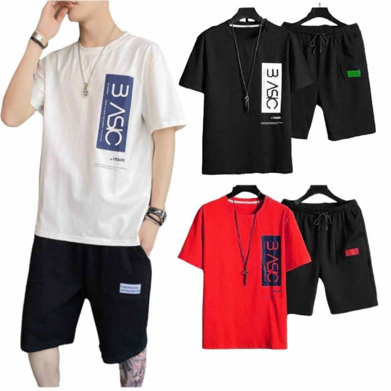 Set quần áo thể thao nam, Bộ thun hè nam, bộ đồ nam thun mè thoáng mát