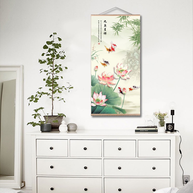 Tranh Treo Tường Trang Trí Hình Cá koi Đỏ May Mắn