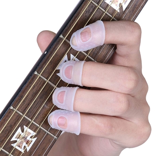 Set 8 Miếng Bọc Ngón Tay Chơi Đàn Guitar / Ukulele Bằng Silicon Màu Sắc Trong Suốt