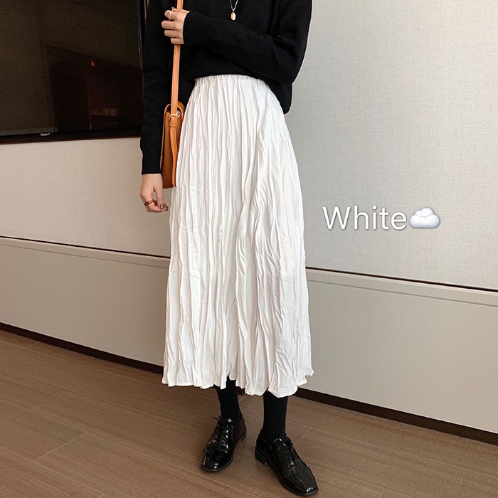 Chân váy SUXI dáng chữ A xếp ly đơn giản phong cách Hàn Quốc cho nữ