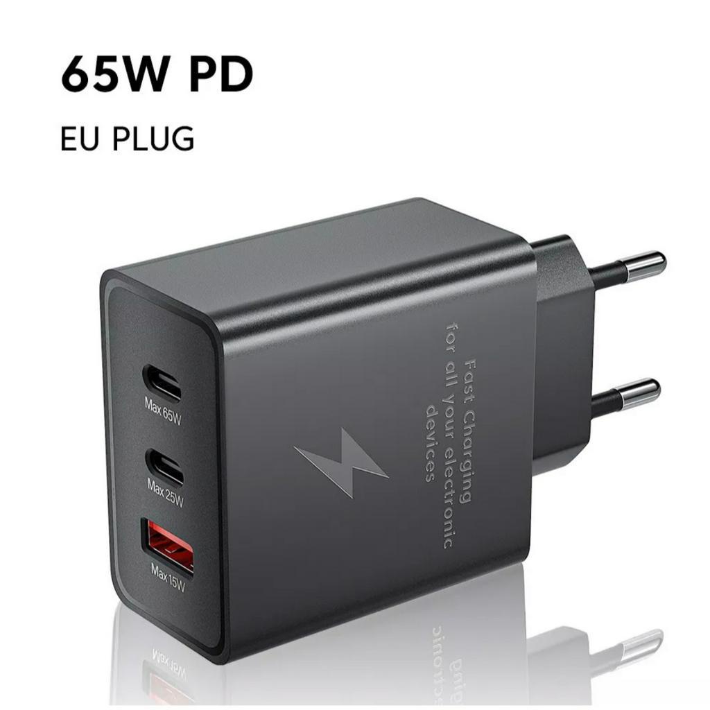 Bộ Sạc Nhanh SAMSUNG 65W Gồm 3 Cổng Sạc Cao Cấp Chân TypeC Cho Điện Thoại Và Máy Tính Bảng Chính Hãng Hubert Phân Phối