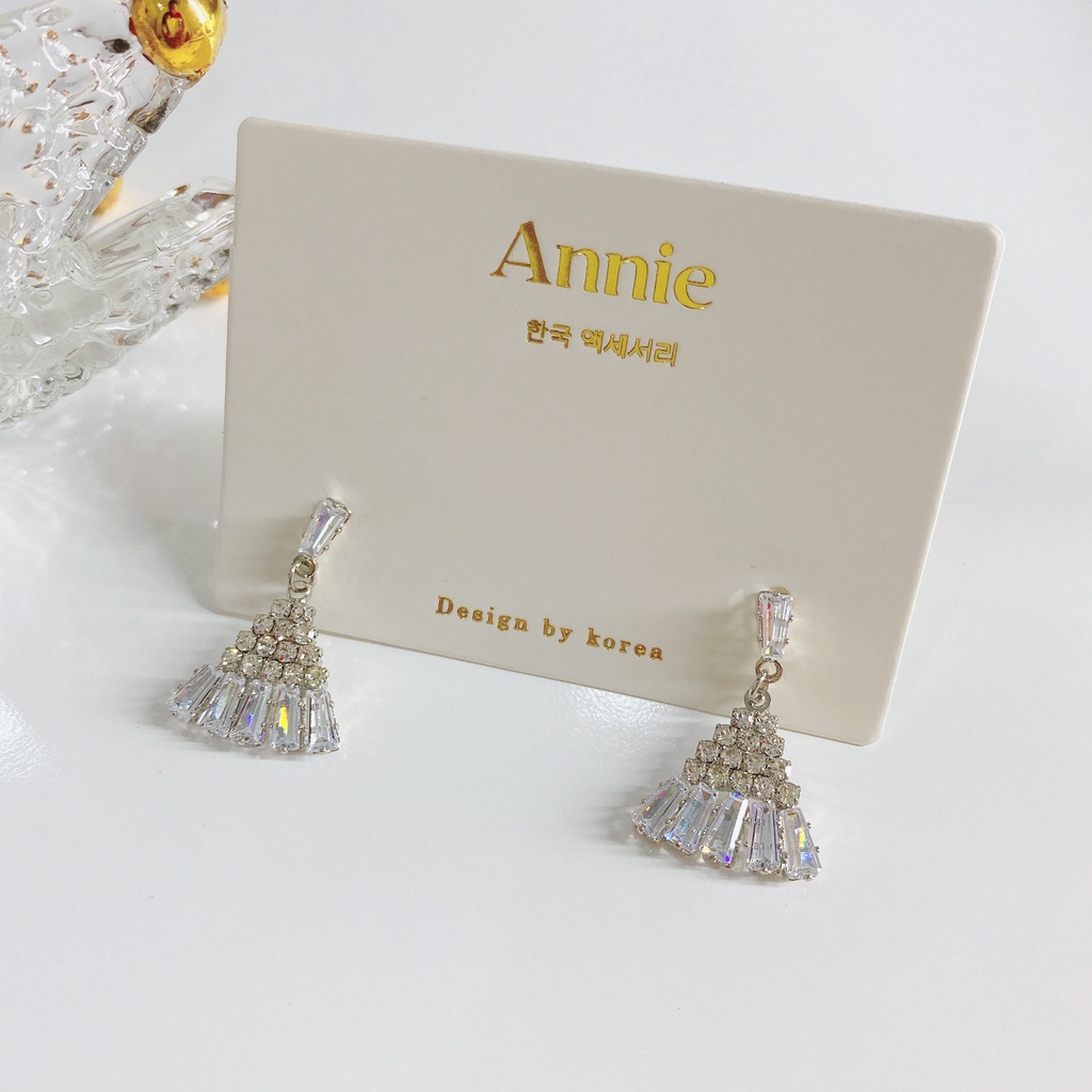 Bông tai đính đá cao cấp hình quạt phong cách sang trọng hiện đại ANNIE - M2-02