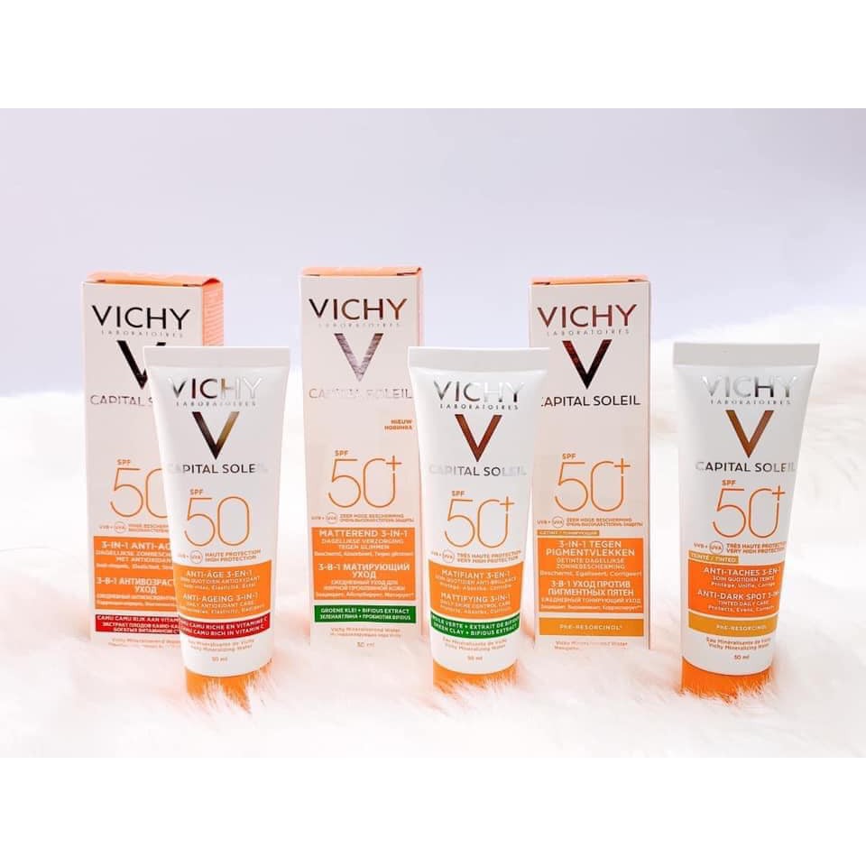 Kem Chống Nắng Vichy ❤️Freeship❤️ Chống Lão Hoá -dành cho da nhạy cảm Ideal Soleil Anti Age SPF50+ MB055000 (50ml)